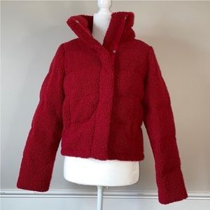 Abercrombie & Fitch Red Sherpa Puffer